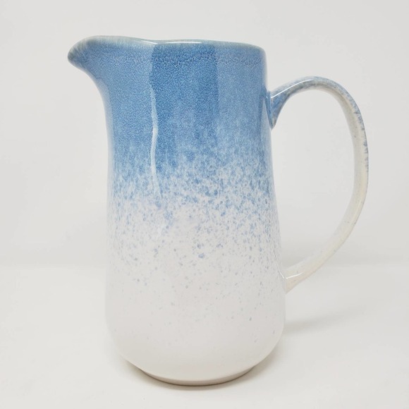 Natural Elements Blue Speckled Porcelain Glazed Pitcher Farmhouse Vase - Picture 1 of 8